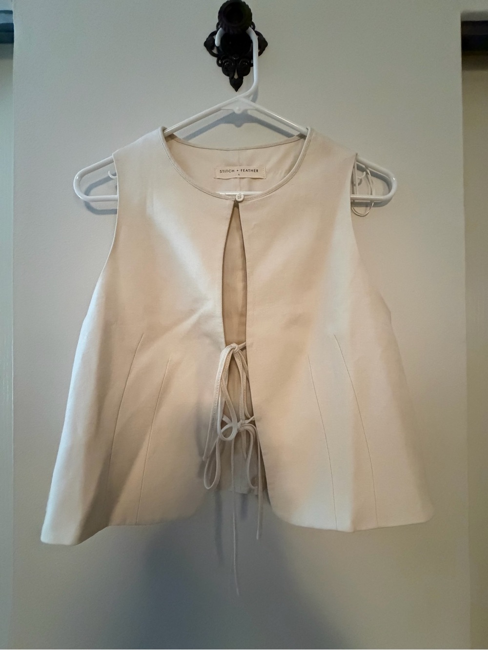 **NWOT Cream Sleeveless Tie-Front Tunic